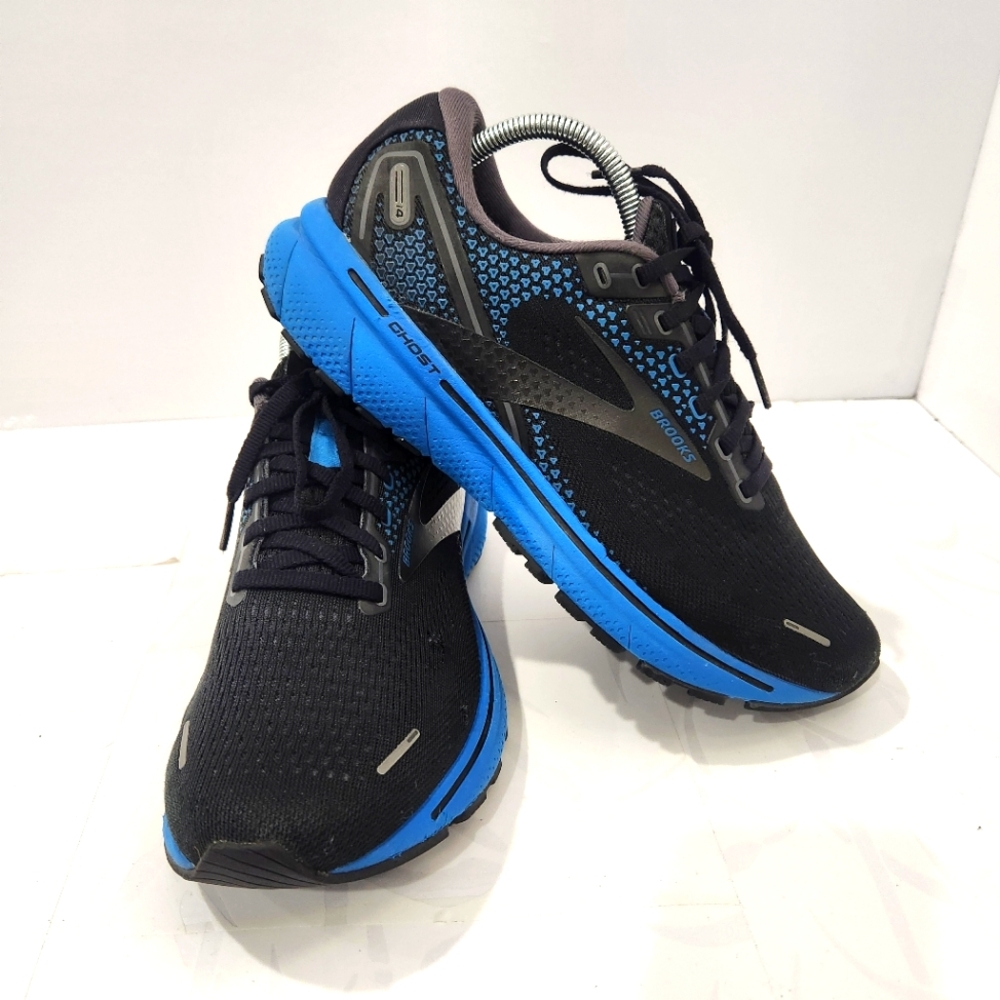 Brooks Ghost 14 Mens Black Blue Running Shoes Sneakers US 9